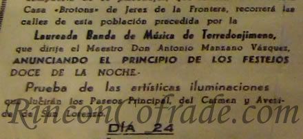 Detalle del Programa de Feria de Estepona de 1994 donde se nombra a la Banda de Música de Torredonjimeno