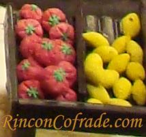 Detalle del Belén de Chocolate - Verduras realizadas de mazapán y azúcar